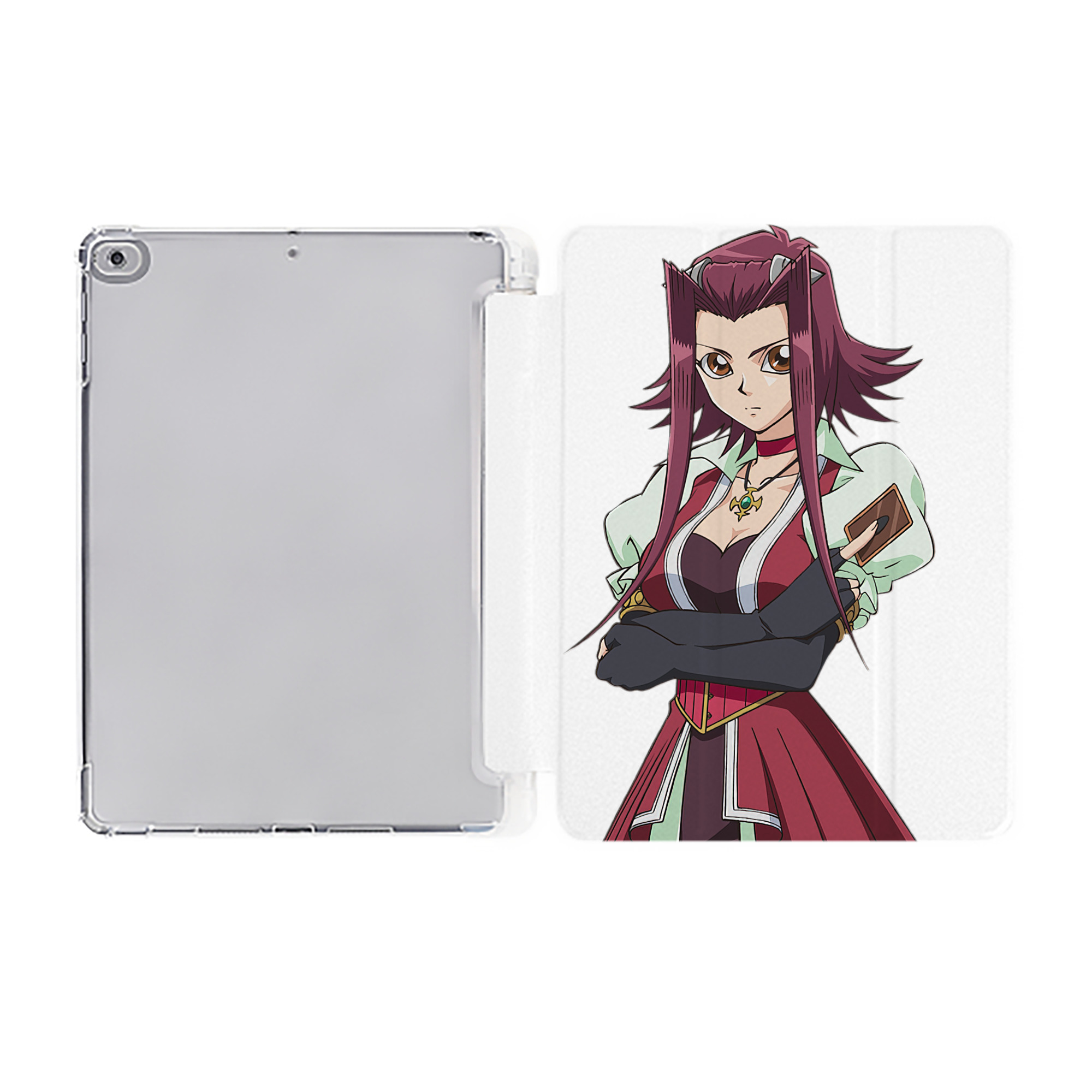 （画像用） 遊☆戯☆王 Yu-Gi-Oh! IPad ケース ペン収納付き 三つ折りスタンド PUレザー×シリコン 対応機種9.5/10.5/10.9インチ